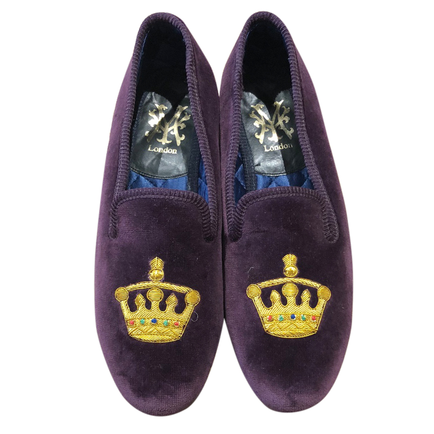 My Slippers Purple Royal Velvet Crown Handmade Shoes HEWI